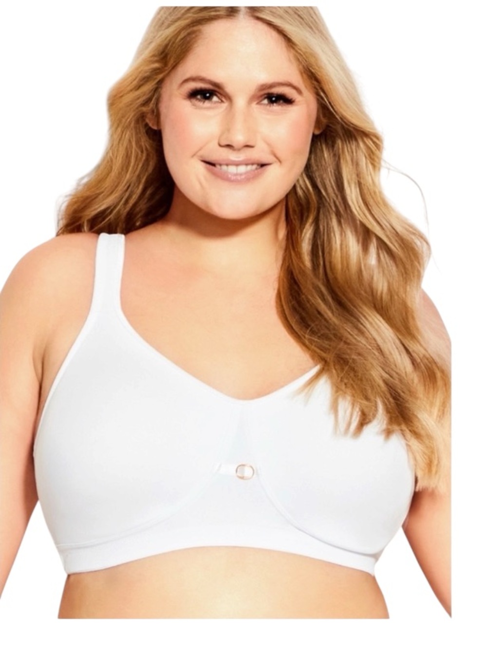 NWT Avenue Body Soft Caress Wireless Comfort Bra White Plus Size 50DDD